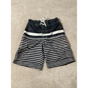 Merona Men's Striped Three Pocket Swim Trunks Size S,9” Inseam.. Gray,black